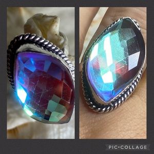 Sparkly Rainbow Mystic Topaz faceted cut statement ring